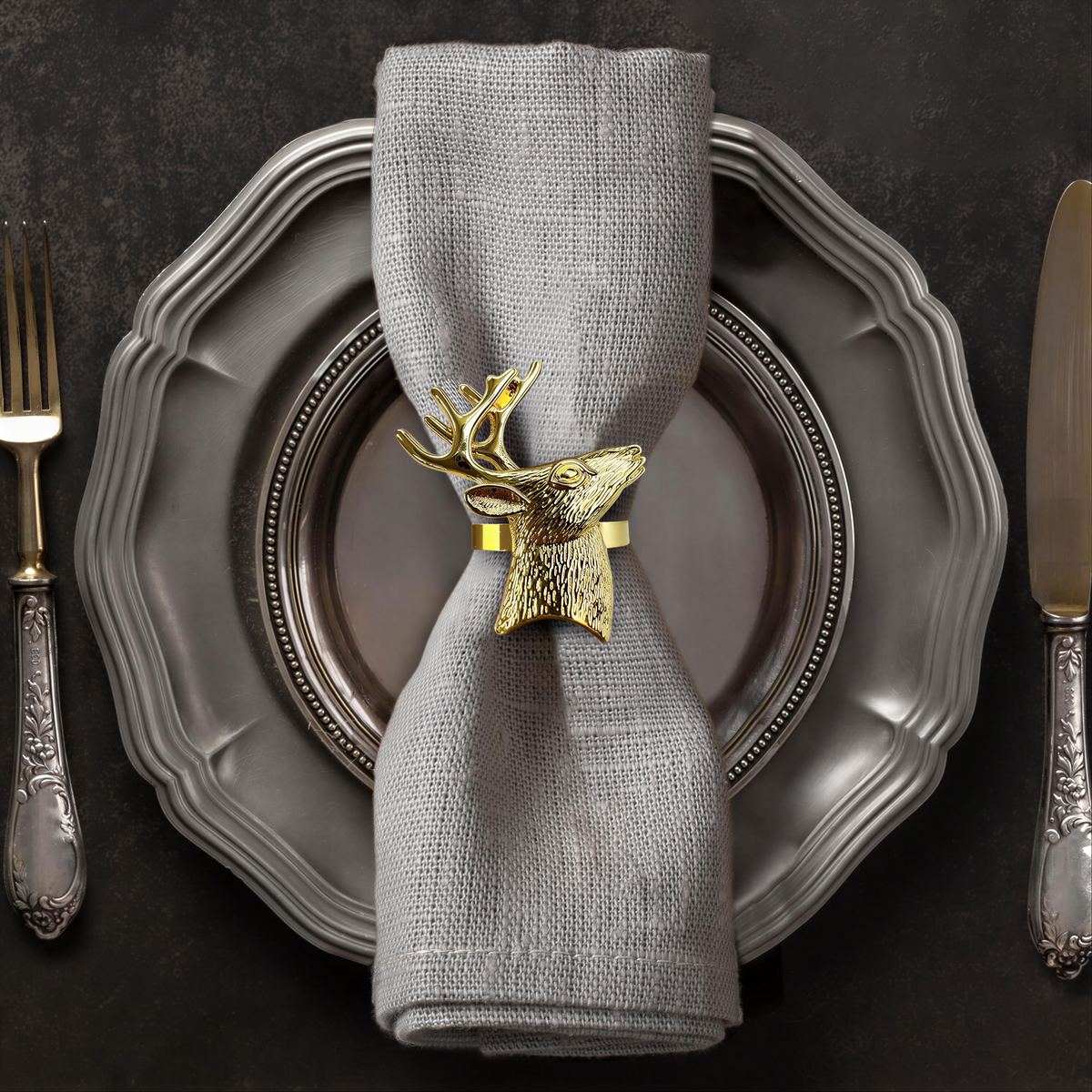 Gold Deer Decorative Napkin Rings