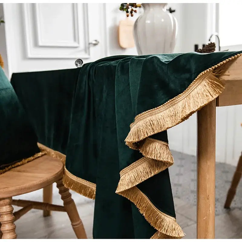 DecorBites™ Velvet Wedding Table Cloth - Premium American Retro Decor