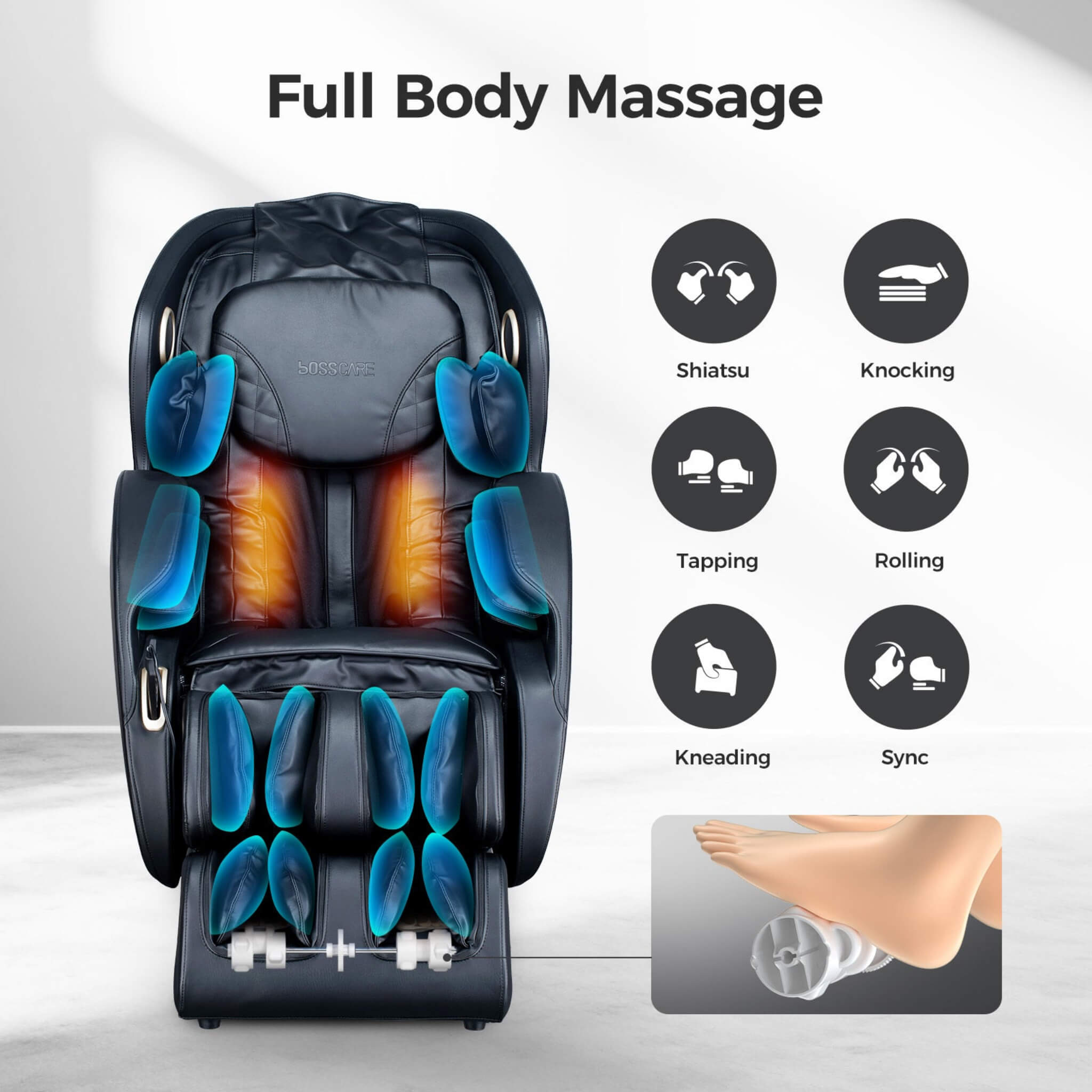 Bosscare Full Body 3D Zero Gravity Shiatsu Recliner Massage Chair With App