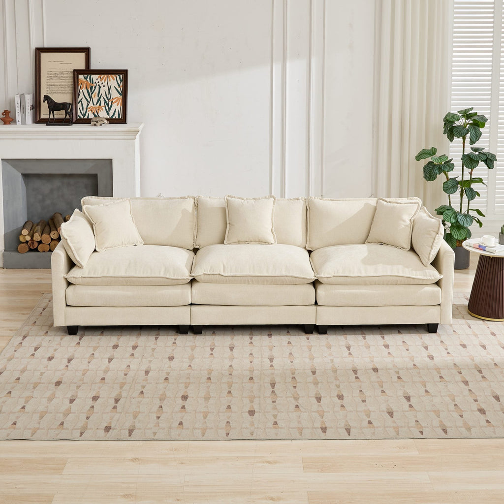 Cloud Sofa Chenille Fabric in Beige - Ottoman not included