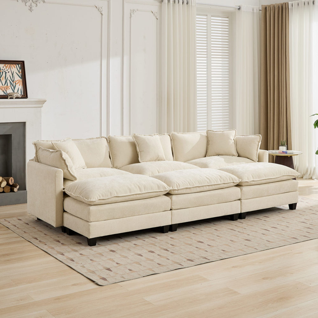 Cloud Sofa Chenille Fabric in Beige - Ottoman not included