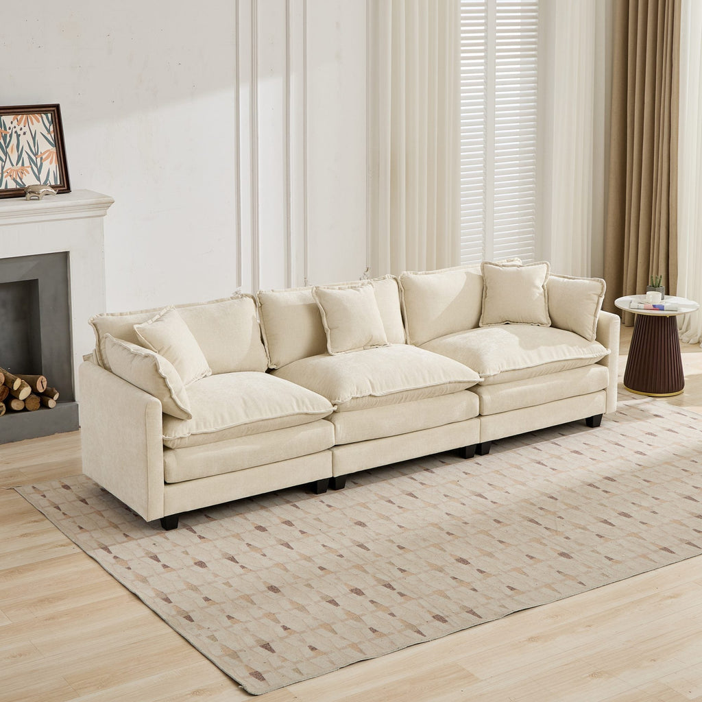 Cloud Sofa Chenille Fabric in Beige - Ottoman not included