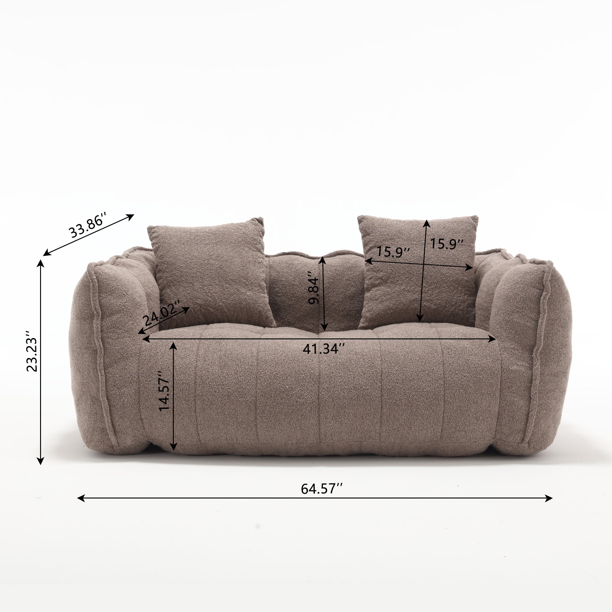 Cozy Beanbag Chair with High Resilience Foam Core in Gray