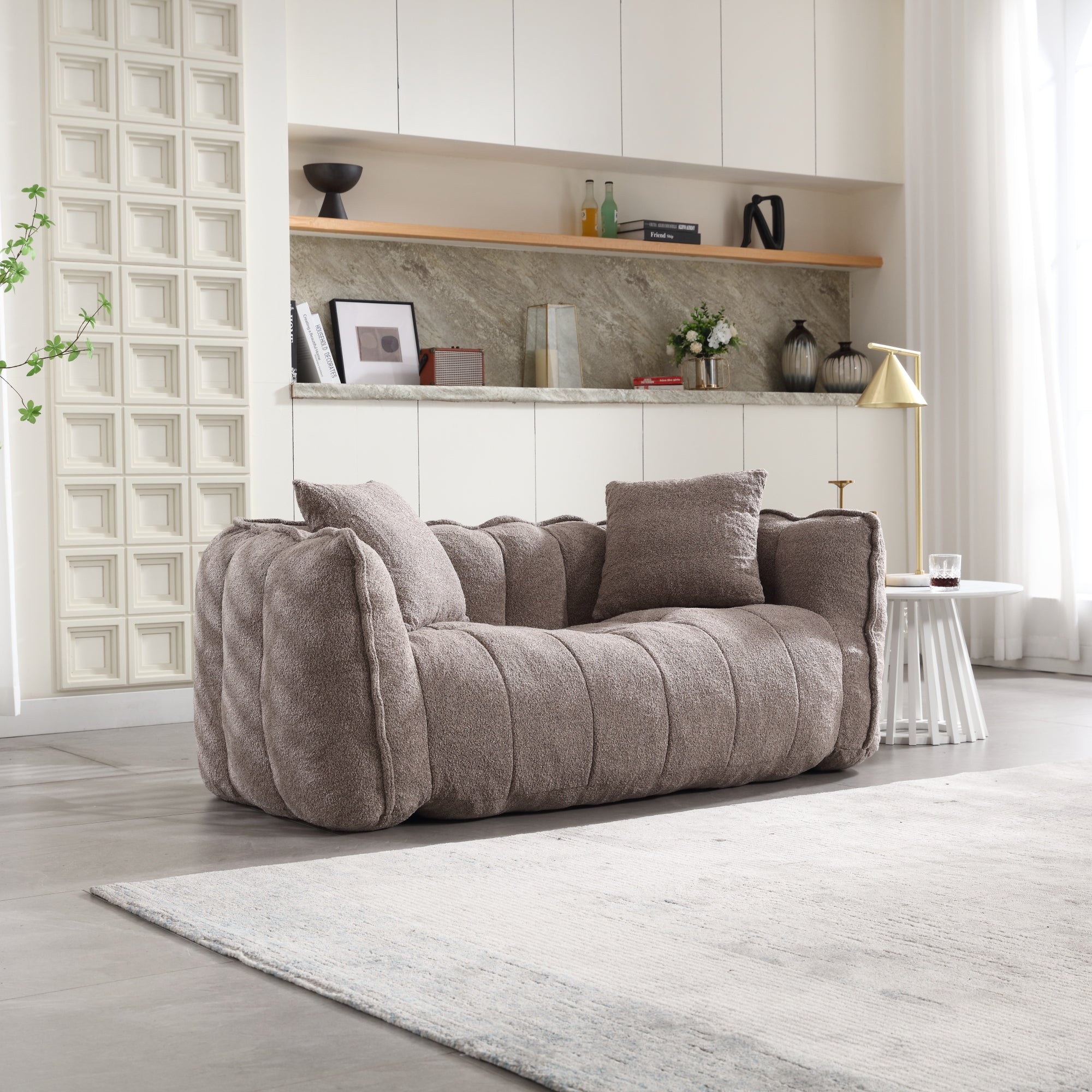 Cozy Beanbag Chair with High Resilience Foam Core in Gray