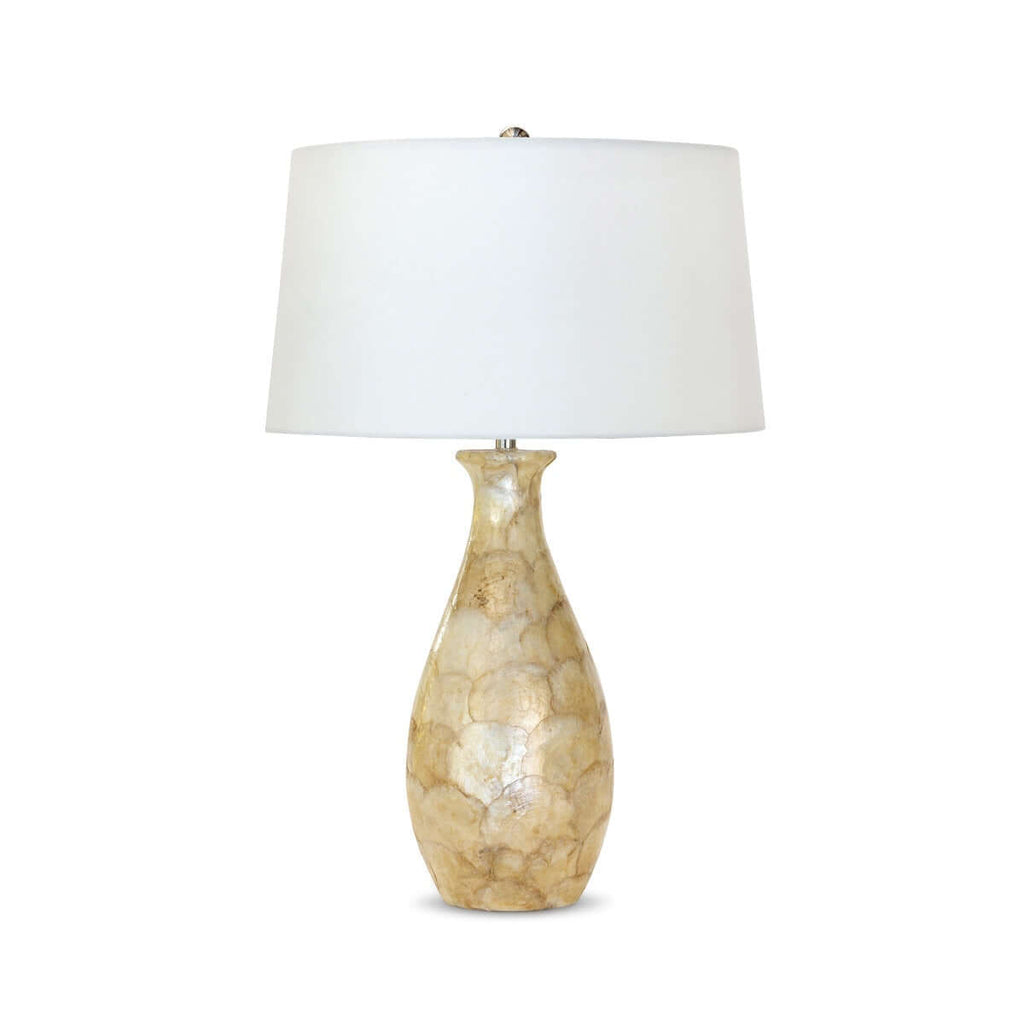 Coastal Pearl Capiz Shell Table Lamp with Linen Shade