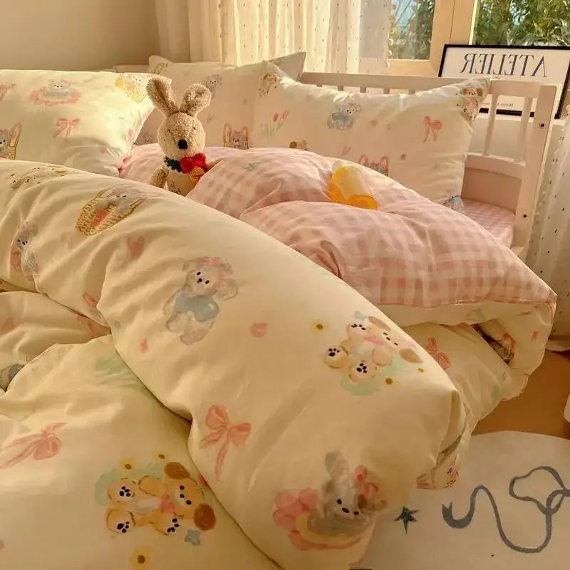 DecorBites™ Cartoon Printed Cotton Bedding Set