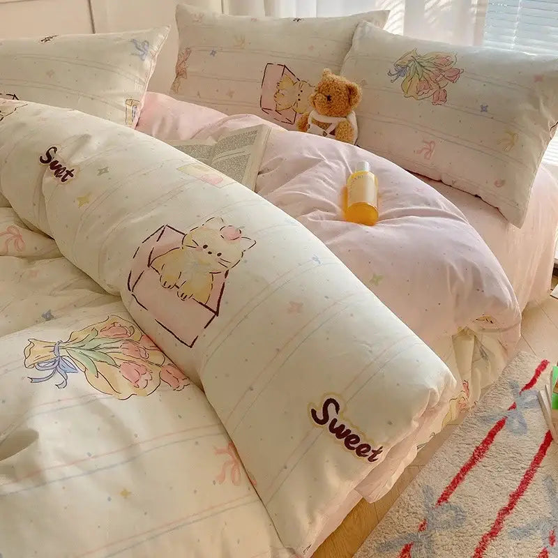 DecorBites™ Cartoon Printed Cotton Bedding Set