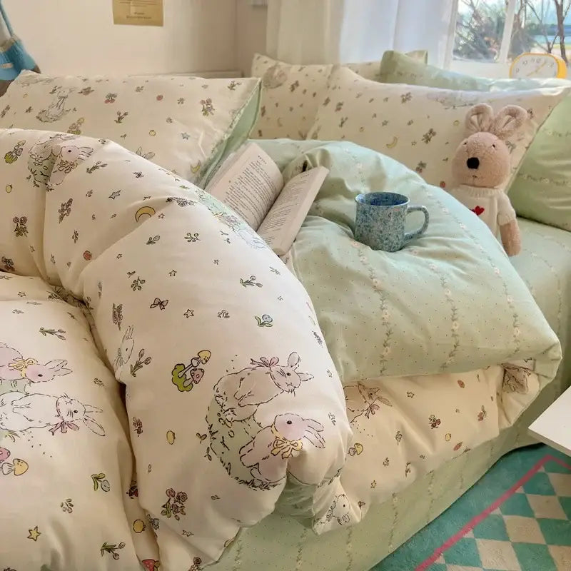 DecorBites™ Cartoon Printed Cotton Bedding Set