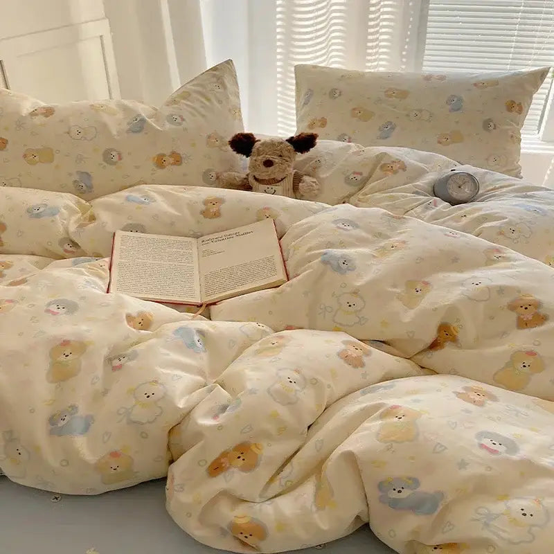 DecorBites™ Cartoon Printed Cotton Bedding Set