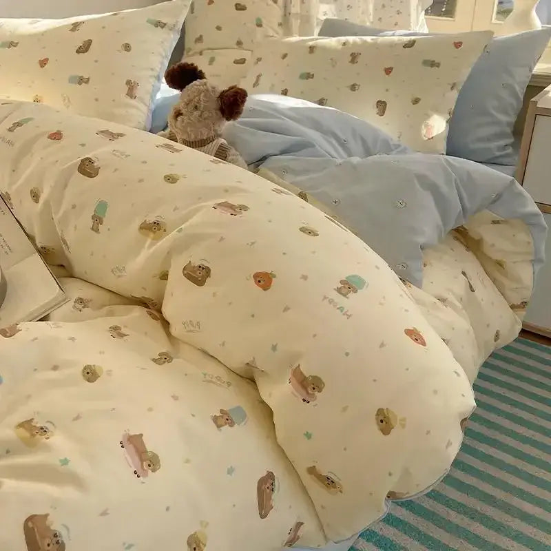 DecorBites™ Cartoon Printed Cotton Bedding Set