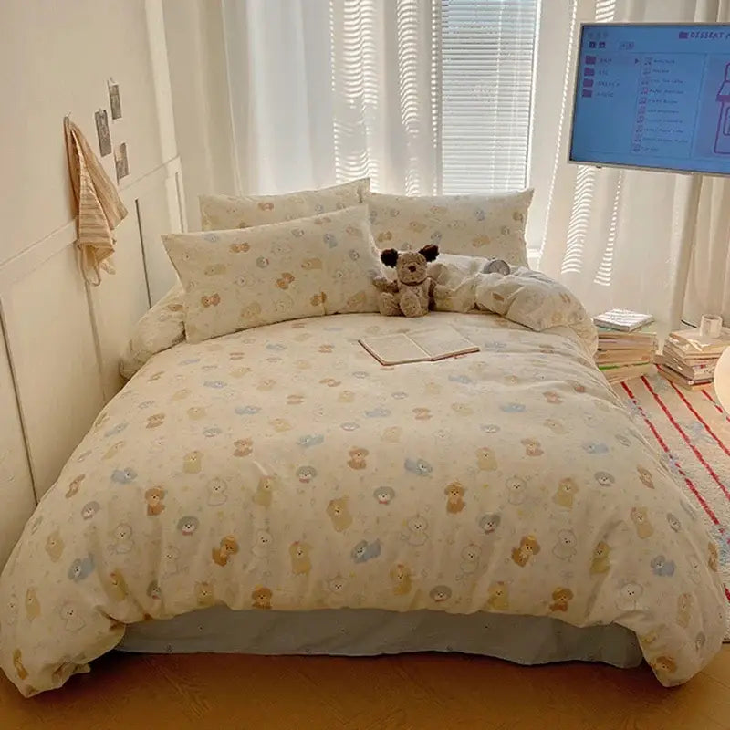 DecorBites™ Cartoon Printed Cotton Bedding Set