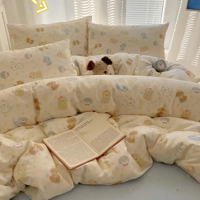 DecorBites™ Cartoon Printed Cotton Bedding Set