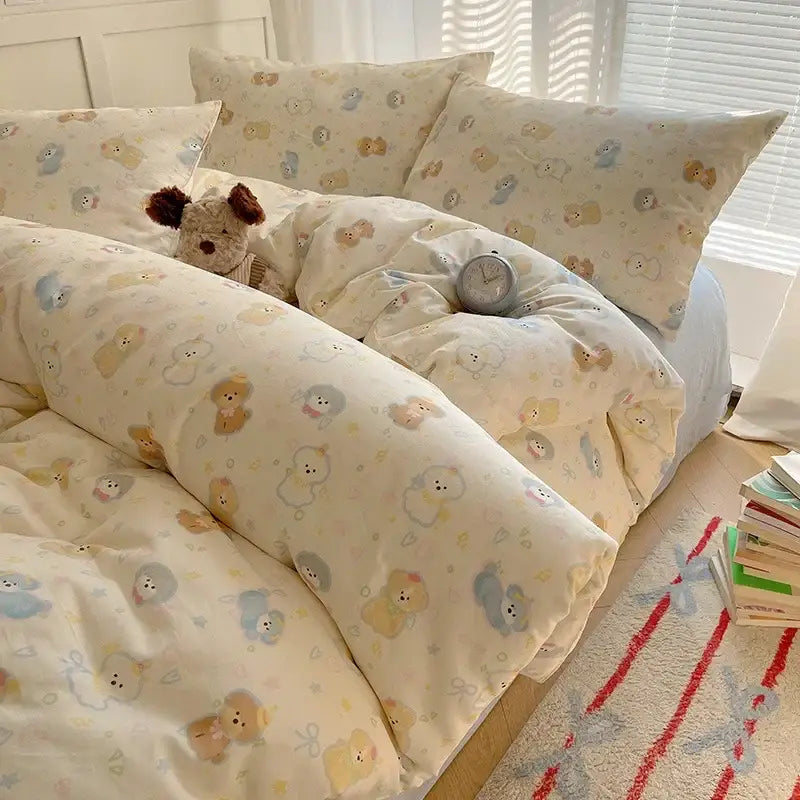 DecorBites™ Cartoon Printed Cotton Bedding Set
