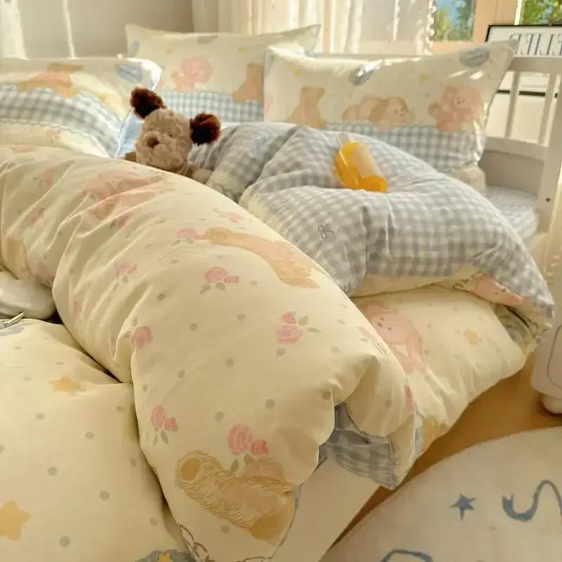 DecorBites™ Cartoon Printed Cotton Bedding Set