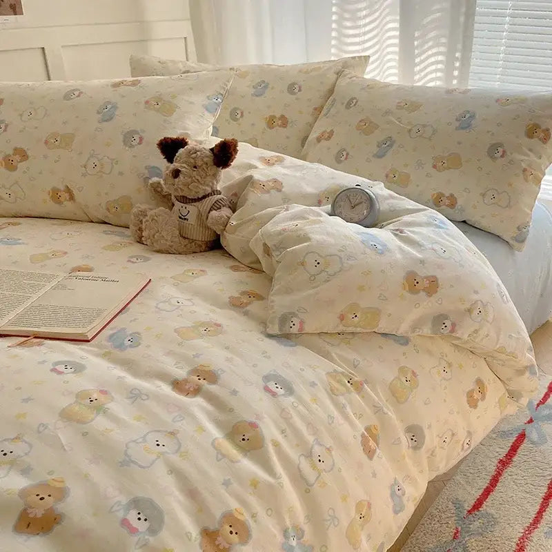 DecorBites™ Cartoon Printed Cotton Bedding Set