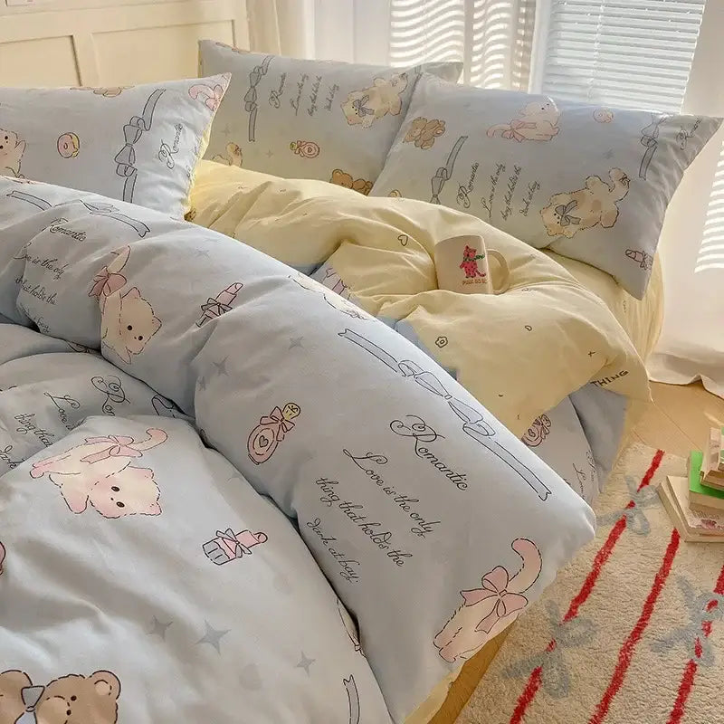 DecorBites™ Cartoon Printed Cotton Bedding Set