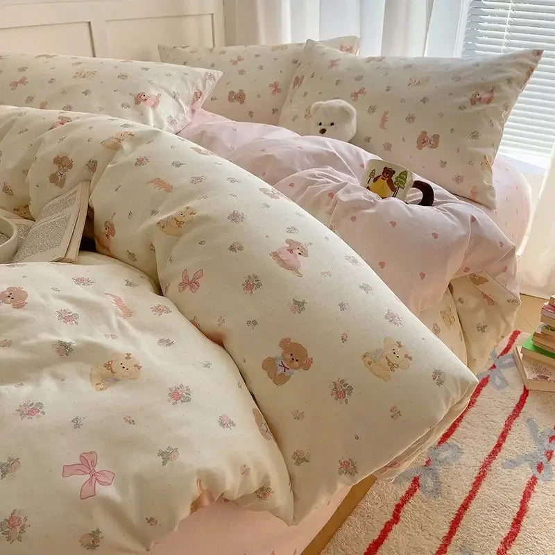DecorBites™ Cartoon Printed Cotton Bedding Set