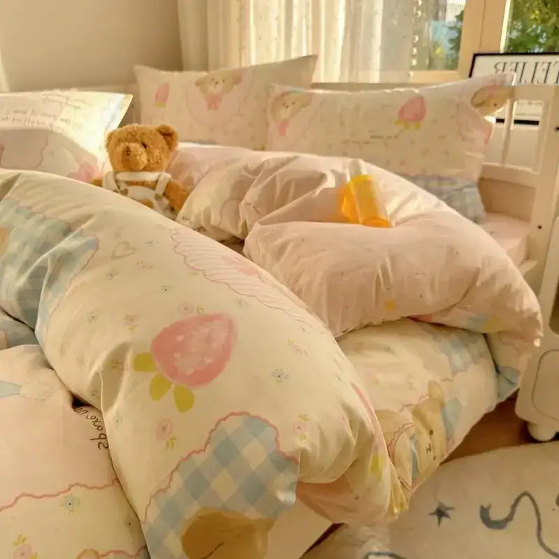 DecorBites™ Cartoon Printed Cotton Bedding Set