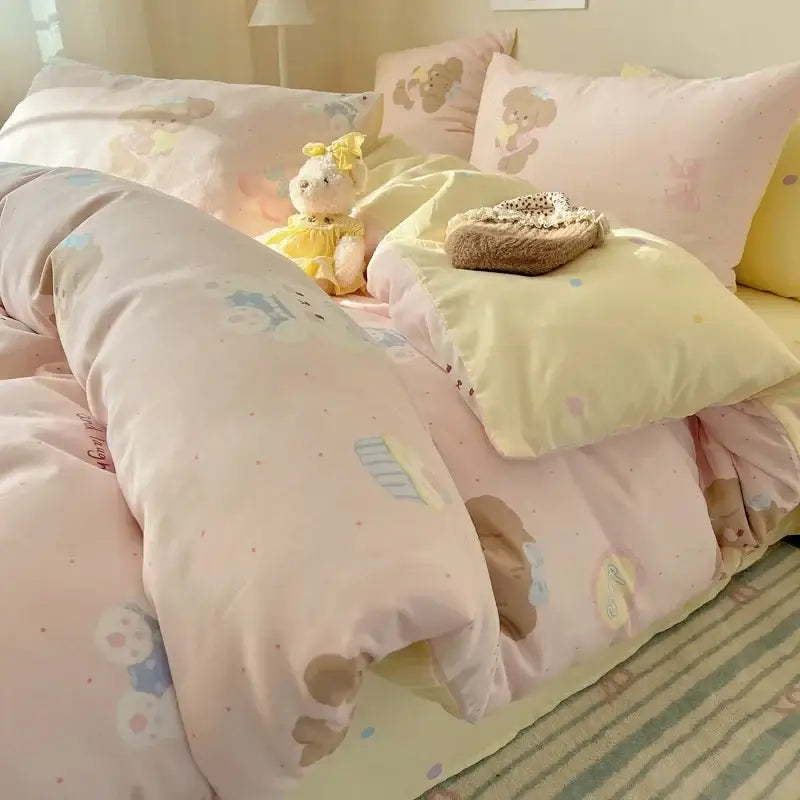 DecorBites™ Cartoon Printed Cotton Bedding Set