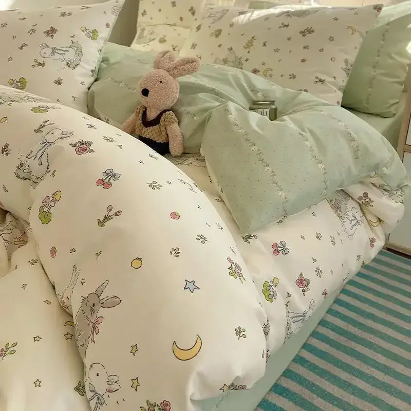 DecorBites™ Cartoon Printed Cotton Bedding Set