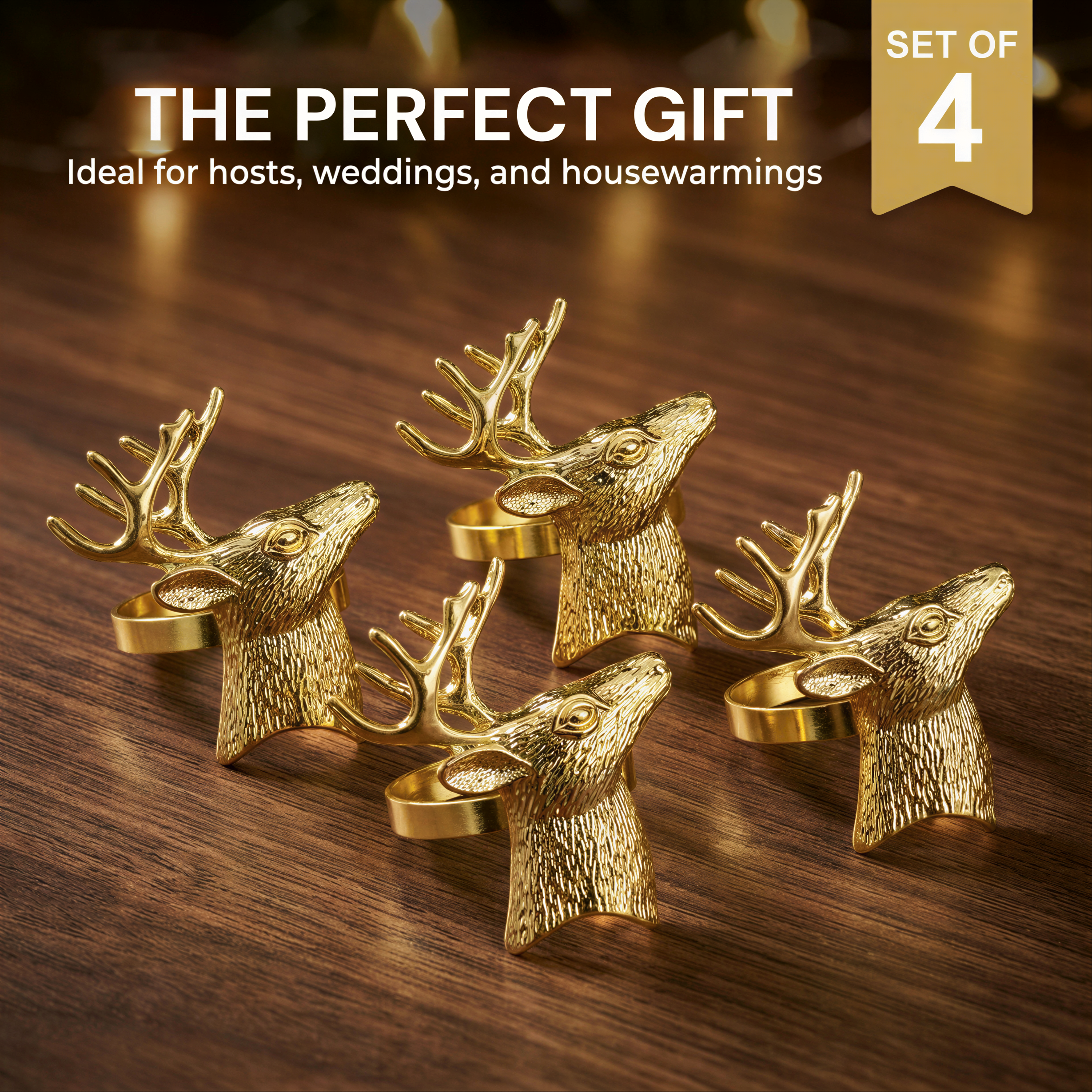 Gold Deer Decorative Napkin Rings