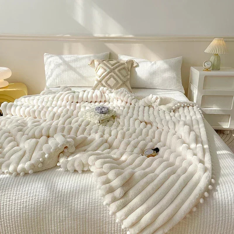 DecorBites™ Luxe Faux Rabbit & Lamb's Wool Weighted Blanket