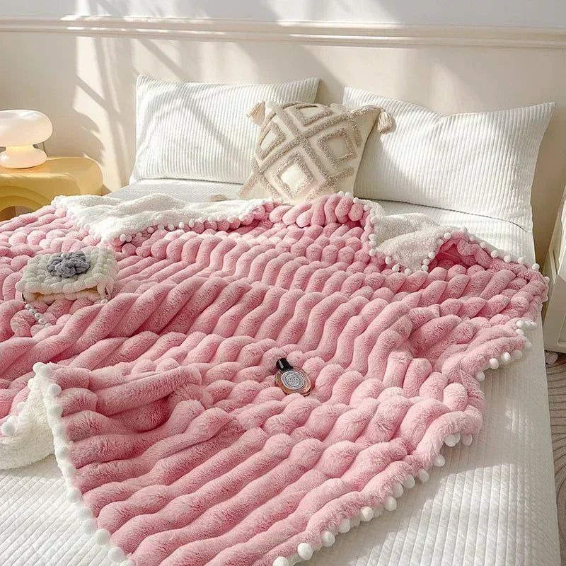 DecorBites™ Luxe Faux Rabbit & Lamb's Wool Weighted Blanket