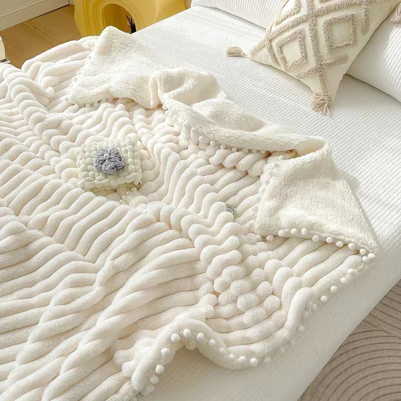 DecorBites™ Luxe Faux Rabbit & Lamb's Wool Weighted Blanket