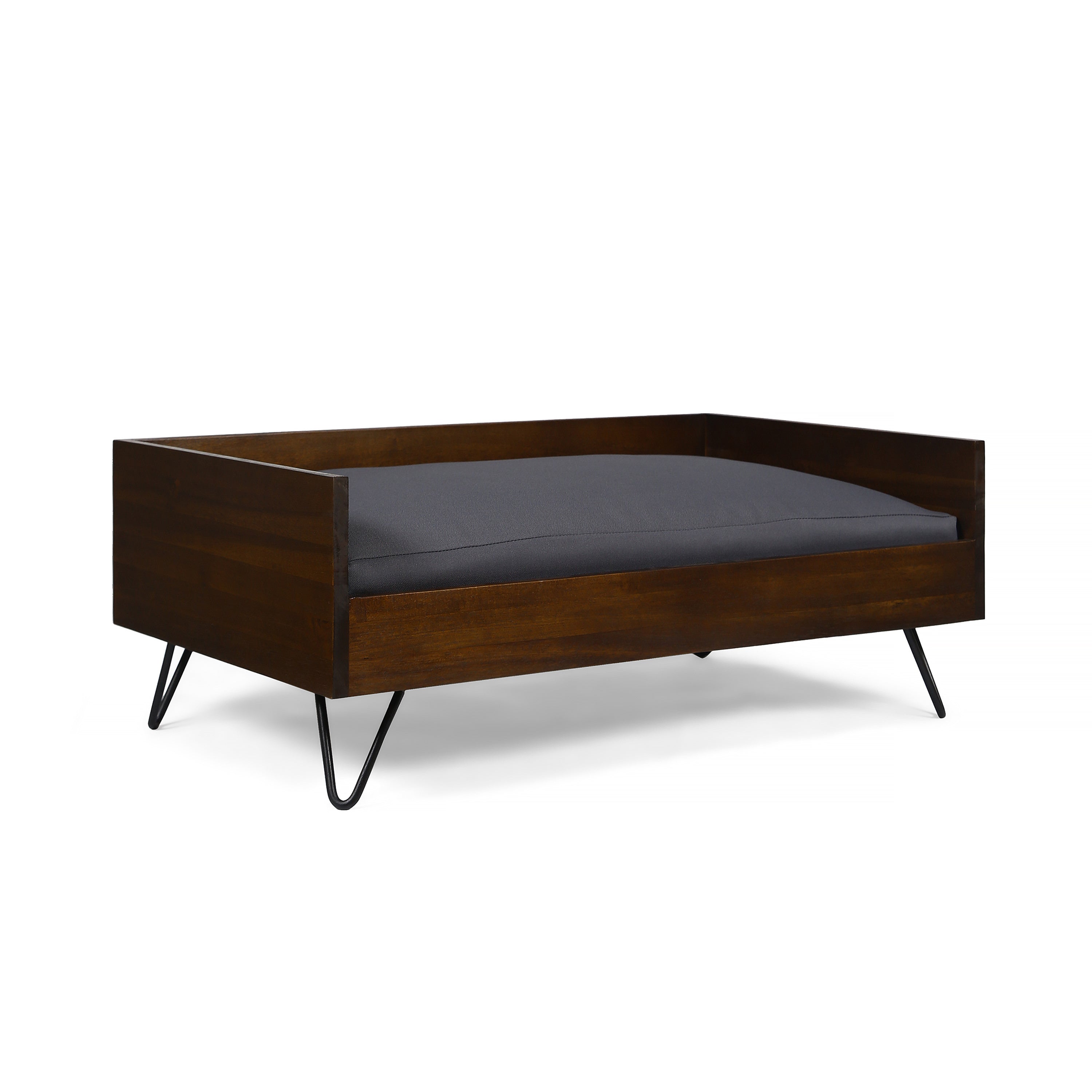 Acacia Wood Pet Bed with Sleek Hairpin Legs