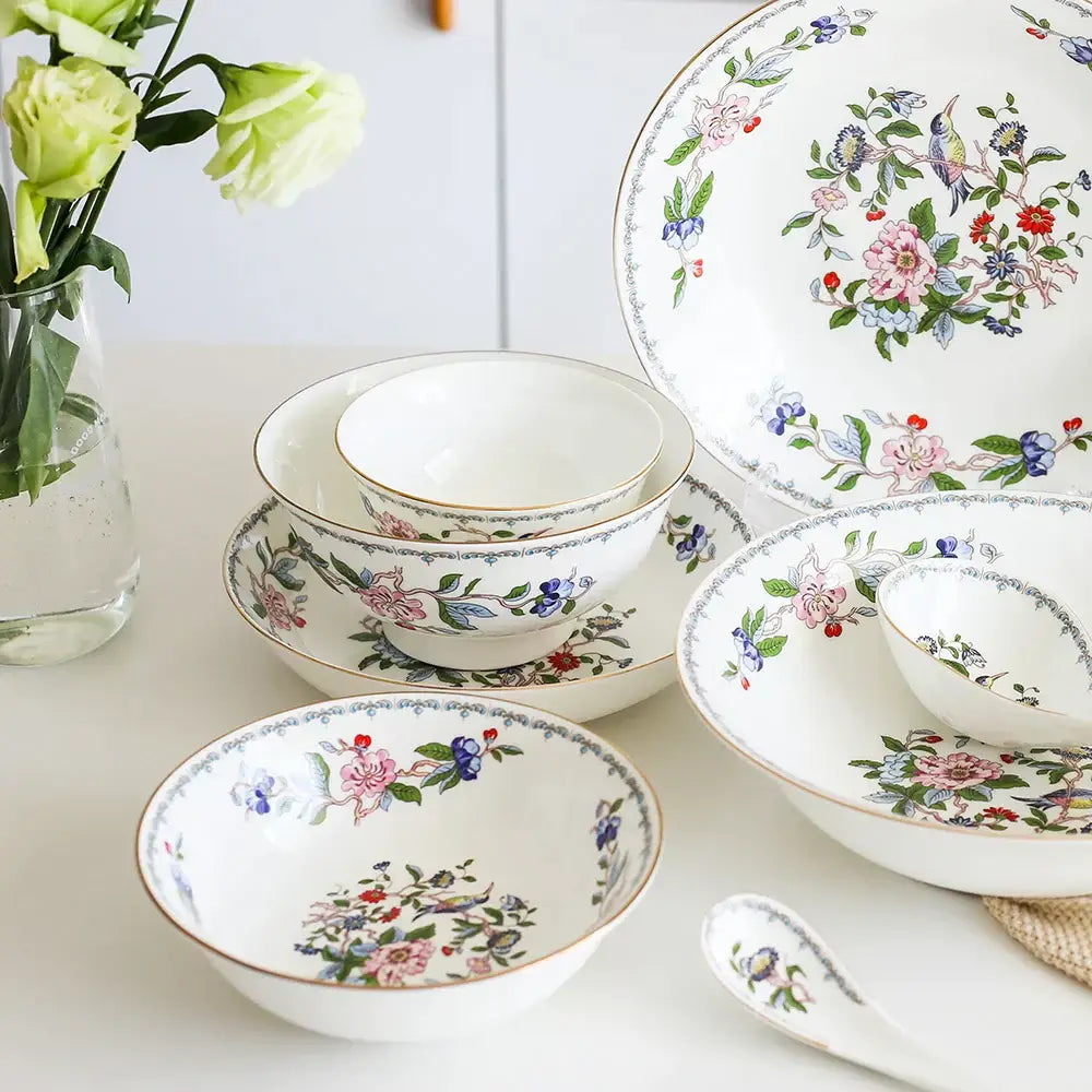DecorBites™ Coffee & Tea Set: Cup, Saucer, Pot, Milk, Sugar, Plate, Tray, Teaware
