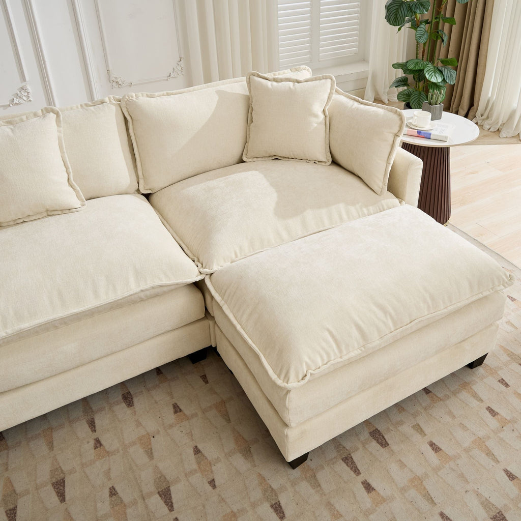 Cloud Sofa Chenille Fabric in Beige - Ottoman not included