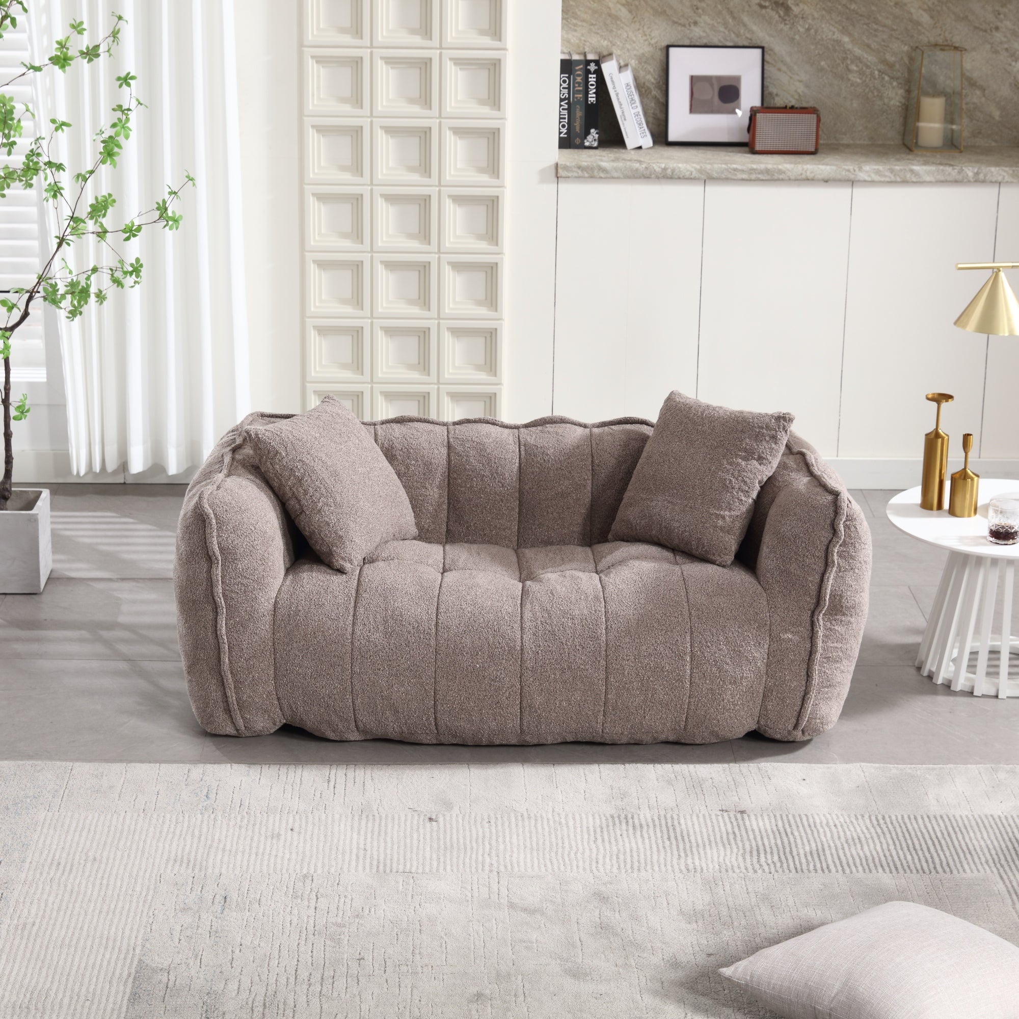 Cozy Beanbag Chair with High Resilience Foam Core in Gray