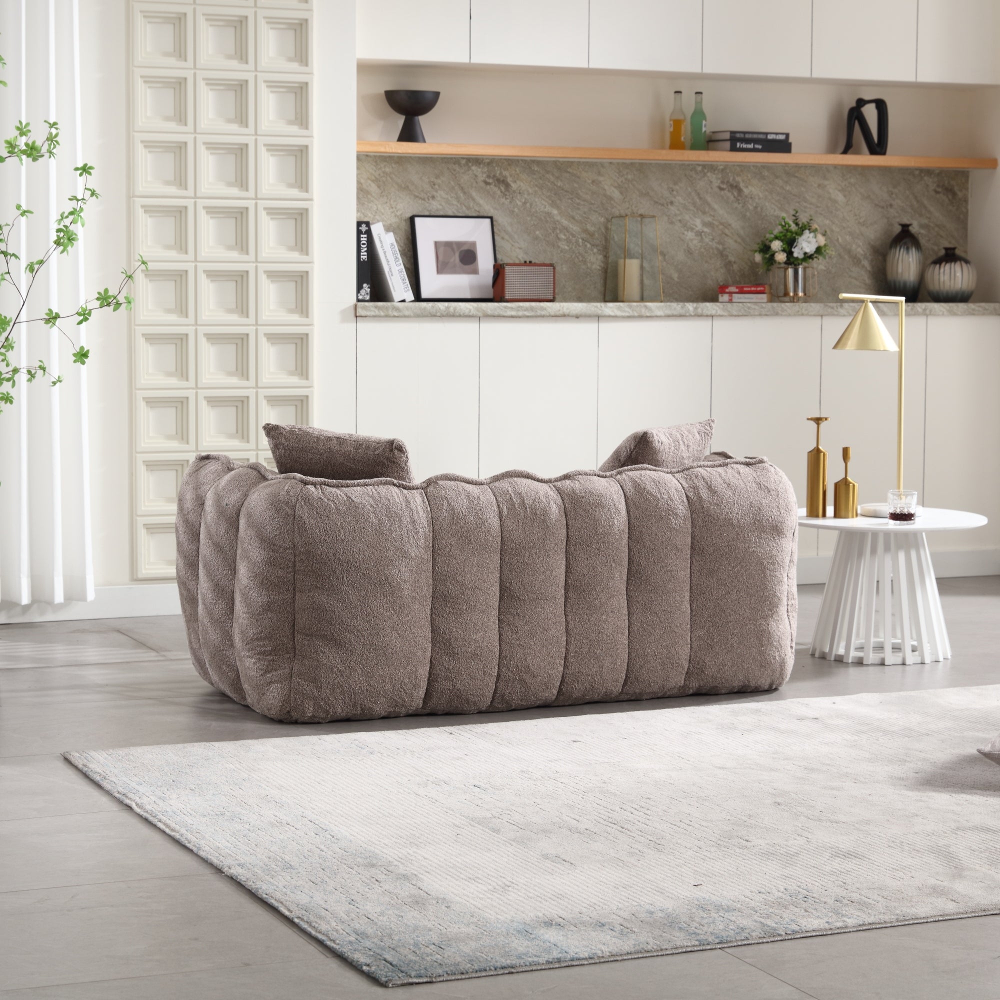 Cozy Beanbag Chair with High Resilience Foam Core in Gray