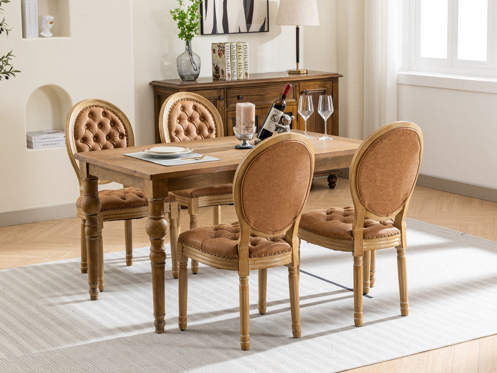 Set of 2 French Style Solid Wood Dining Chairs