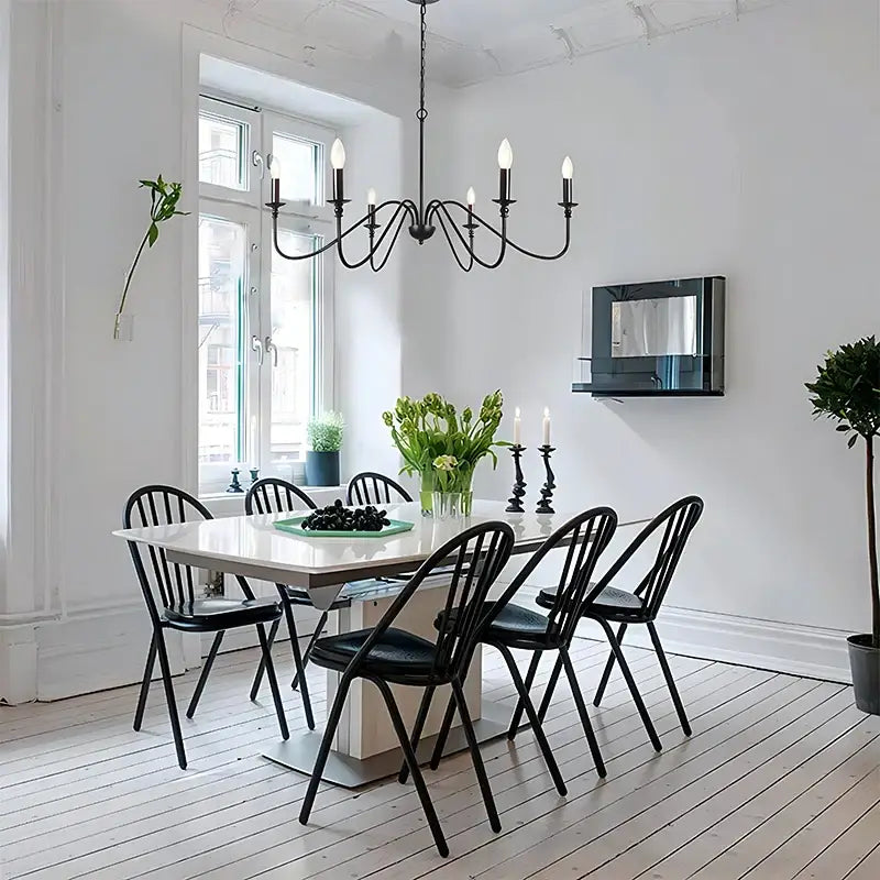 DecorBites™ Black Wrought Iron Chandelier