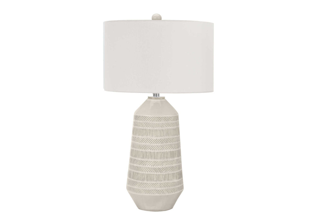 Contemporary Table Lamp with Ivory Shade and Cream Ceramic Base
