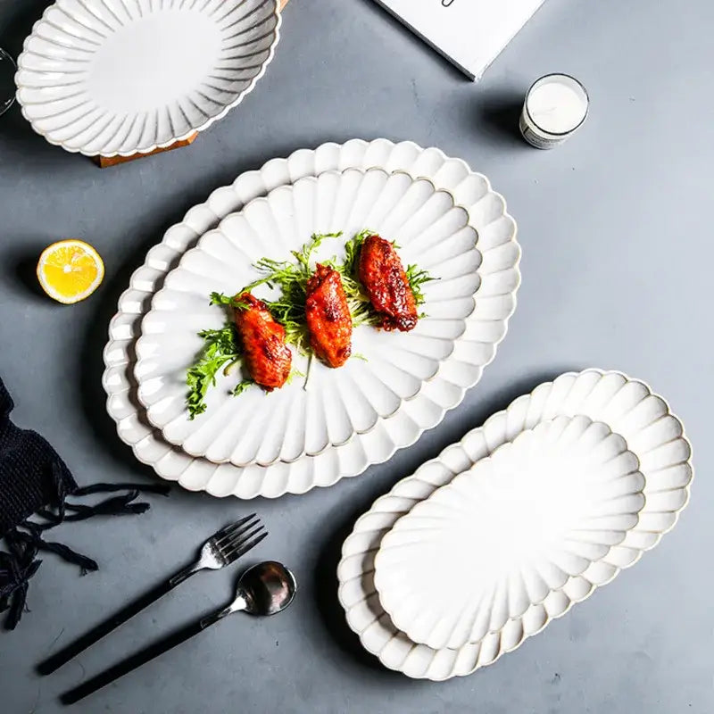 DecorBites™ Ceramic White Glaze Dinnerware Set