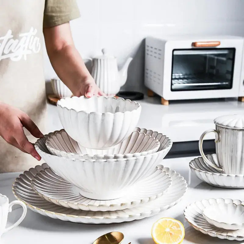 DecorBites™ Ceramic White Glaze Dinnerware Set