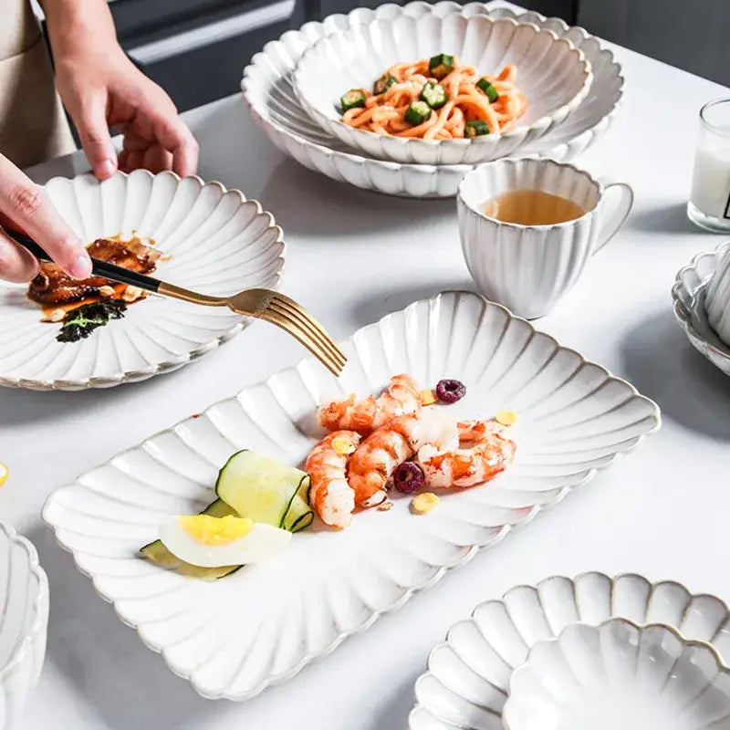 DecorBites™ Ceramic White Glaze Dinnerware Set