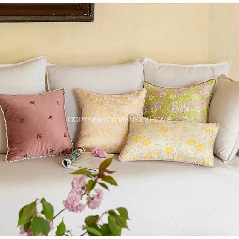 DecorBites™ Contessa Camellia Throw Pillow Cover: French Retro 3D Floral Jacquard Cushion Case