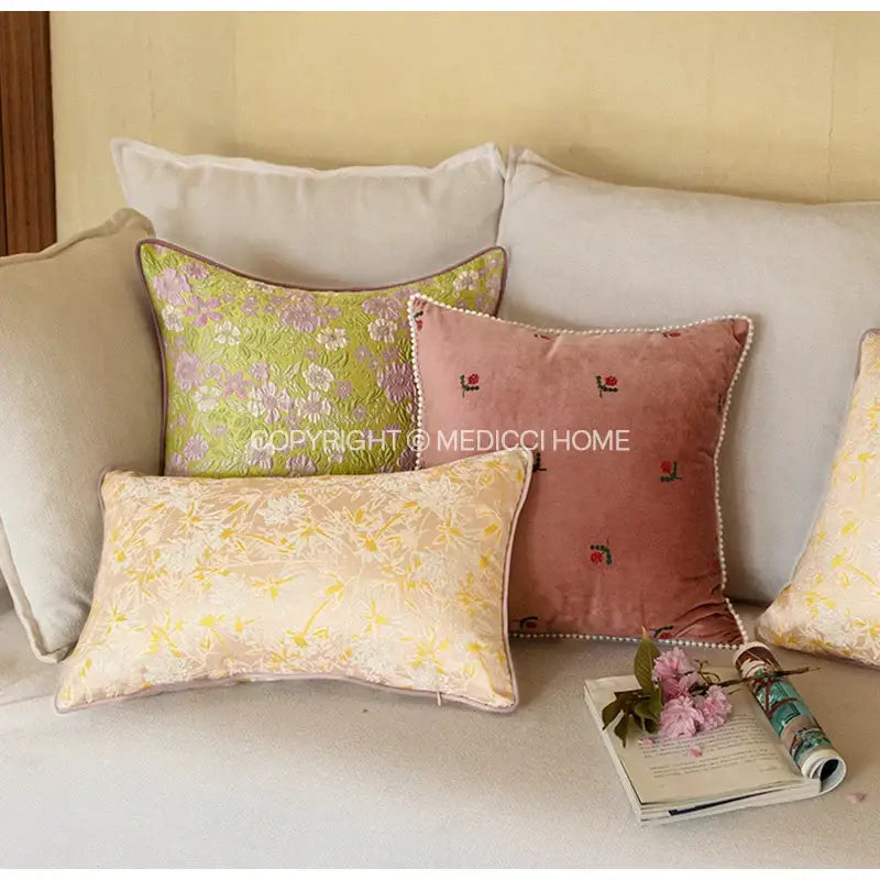 DecorBites™ Contessa Camellia Throw Pillow Cover: French Retro 3D Floral Jacquard Cushion Case