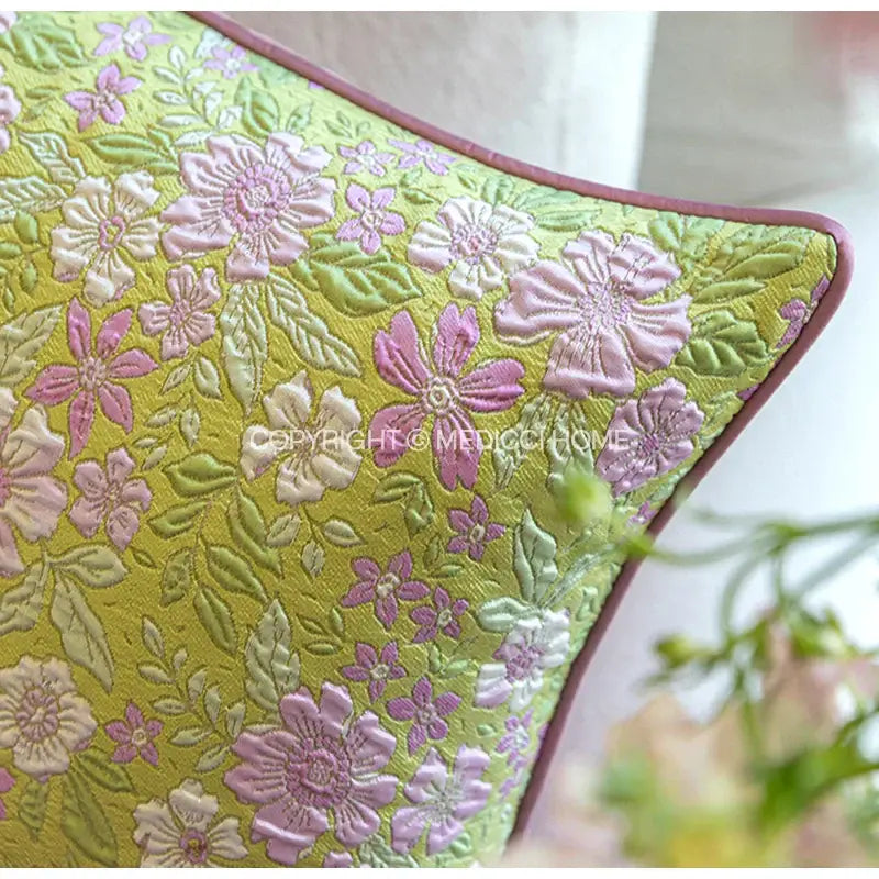 DecorBites™ Contessa Camellia Throw Pillow Cover: French Retro 3D Floral Jacquard Cushion Case