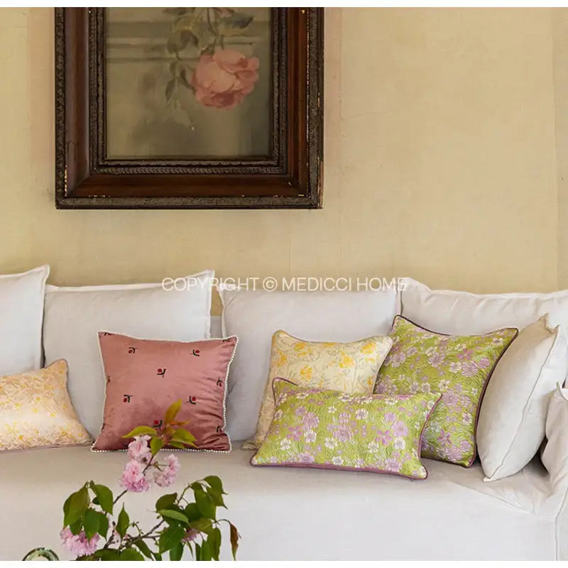 DecorBites™ Contessa Camellia Throw Pillow Cover: French Retro 3D Floral Jacquard Cushion Case