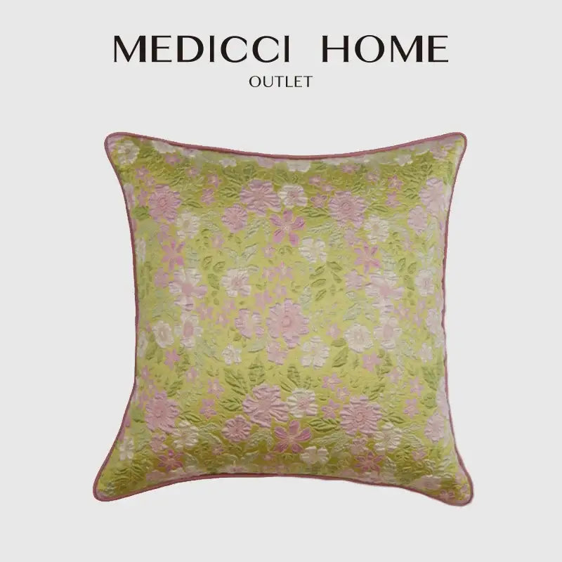 DecorBites™ Contessa Camellia Throw Pillow Cover: French Retro 3D Floral Jacquard Cushion Case