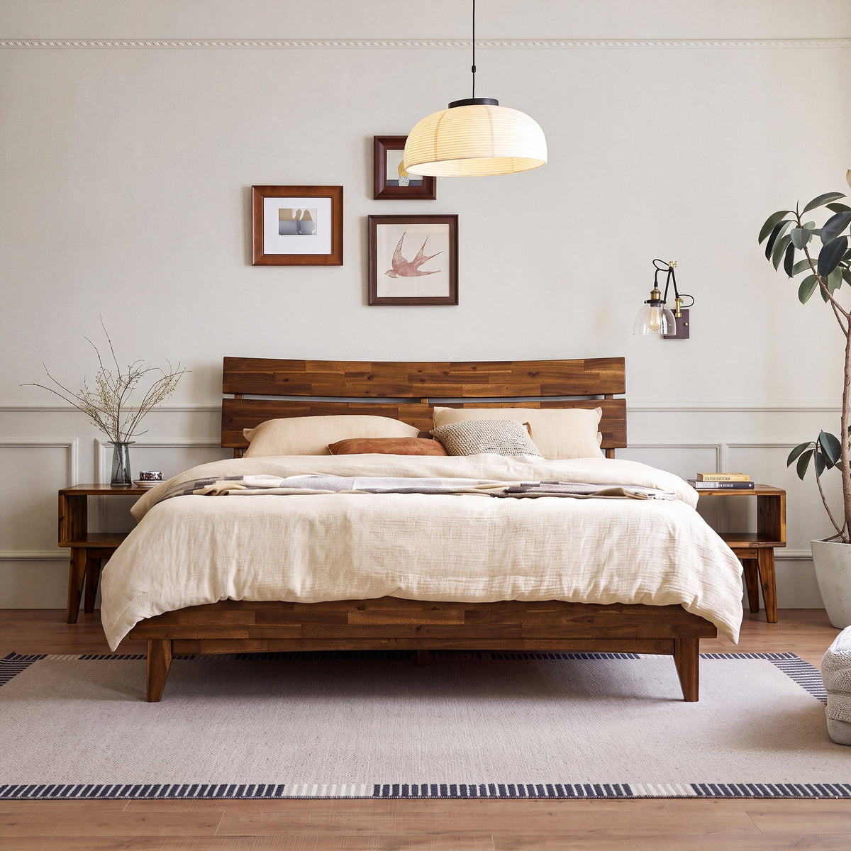 Acacia Solid Wood Bed Frame - Aurora Style for a Stylish Bedroom