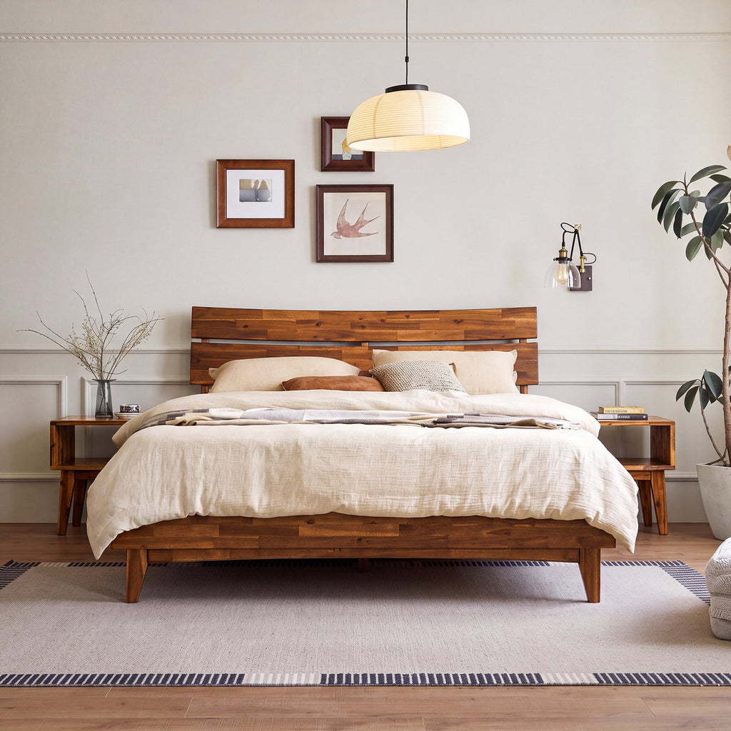 Acacia Solid Wood Bed Frame - Aurora Style for a Stylish Bedroom