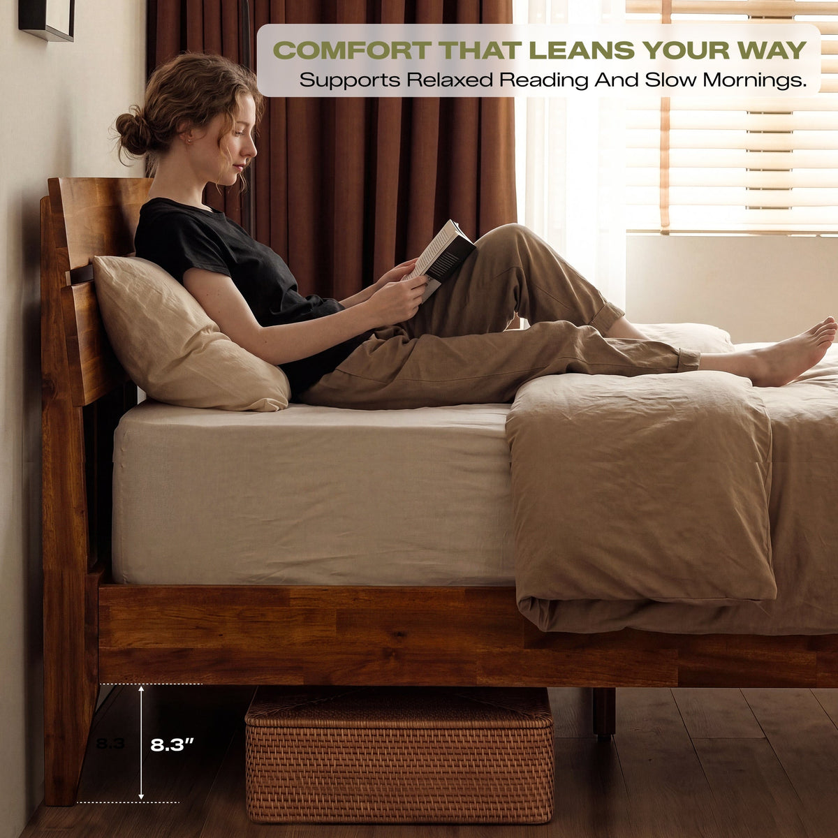 Acacia Solid Wood Bed Frame - Aurora Style for a Stylish Bedroom