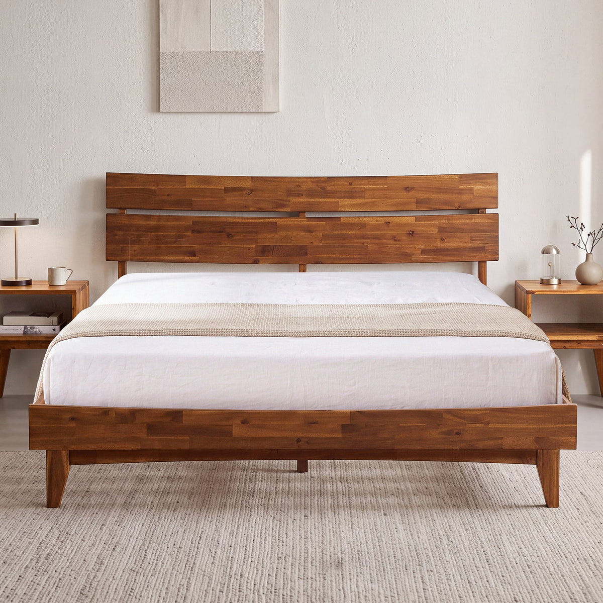 Acacia Solid Wood Bed Frame - Aurora Style for a Stylish Bedroom