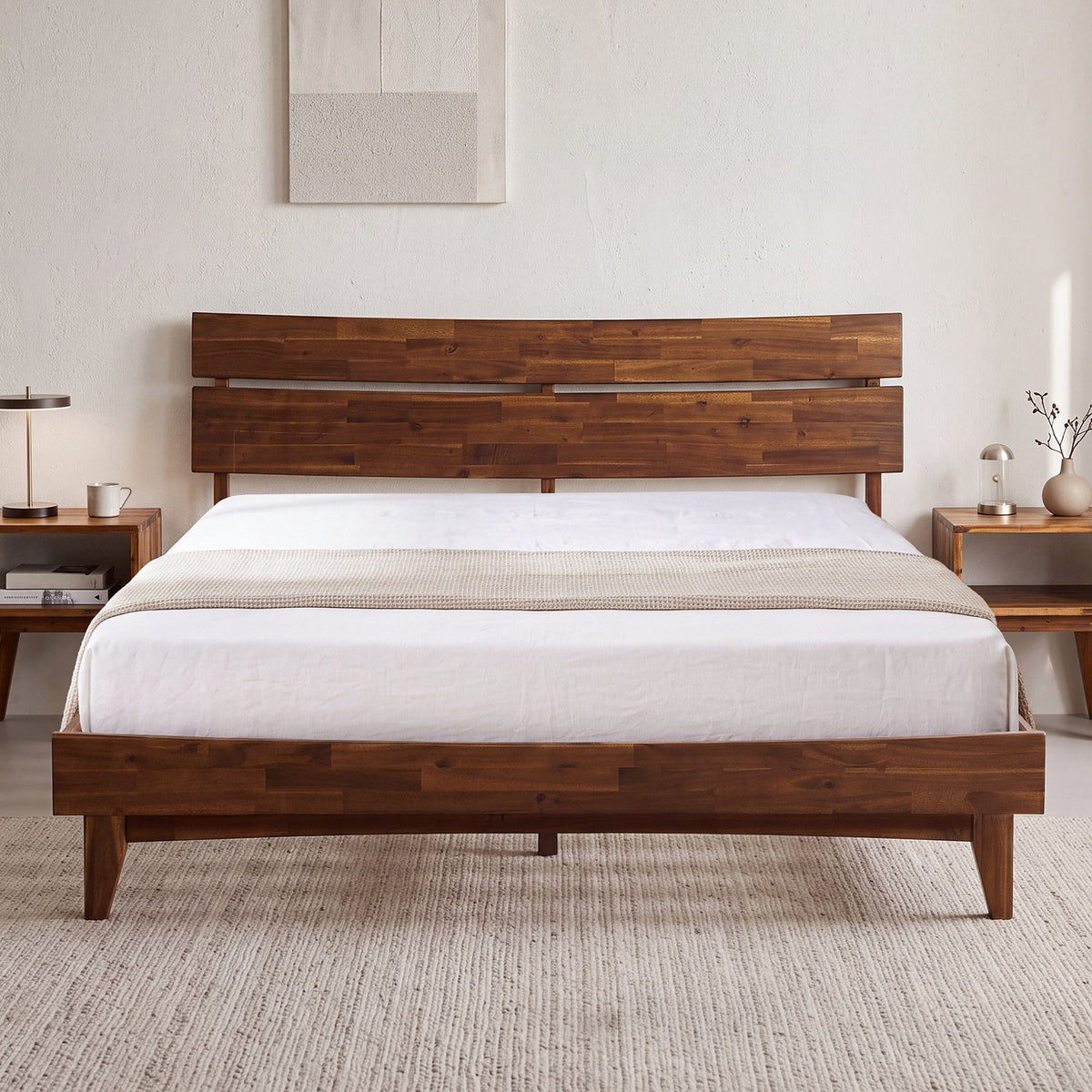 Acacia Solid Wood Bed Frame - Aurora Style for a Stylish Bedroom