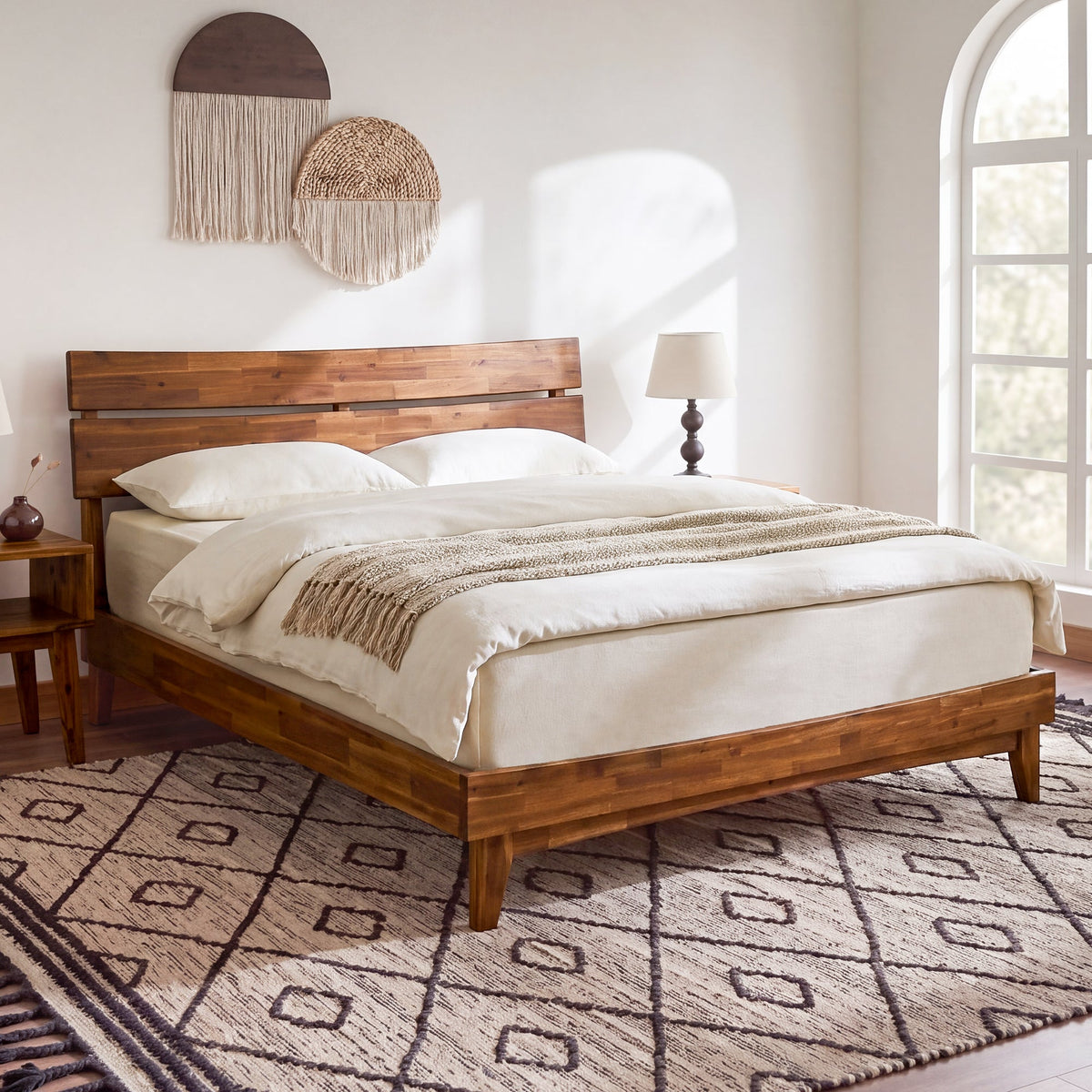 Acacia Solid Wood Bed Frame - Aurora Style for a Stylish Bedroom